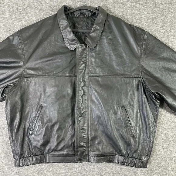 United States MARINE CORP EMBOSSED Black Leather JACKET Men's 3XL Made IN USA - Picture 4 of 14